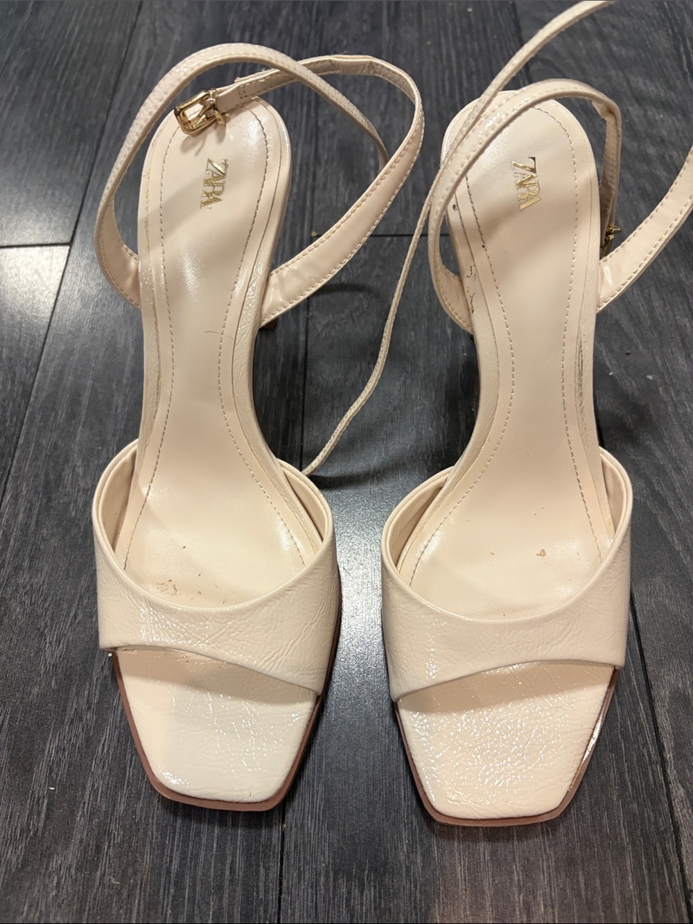 Zara Cream Strappy Square-Toe Sandals size 39